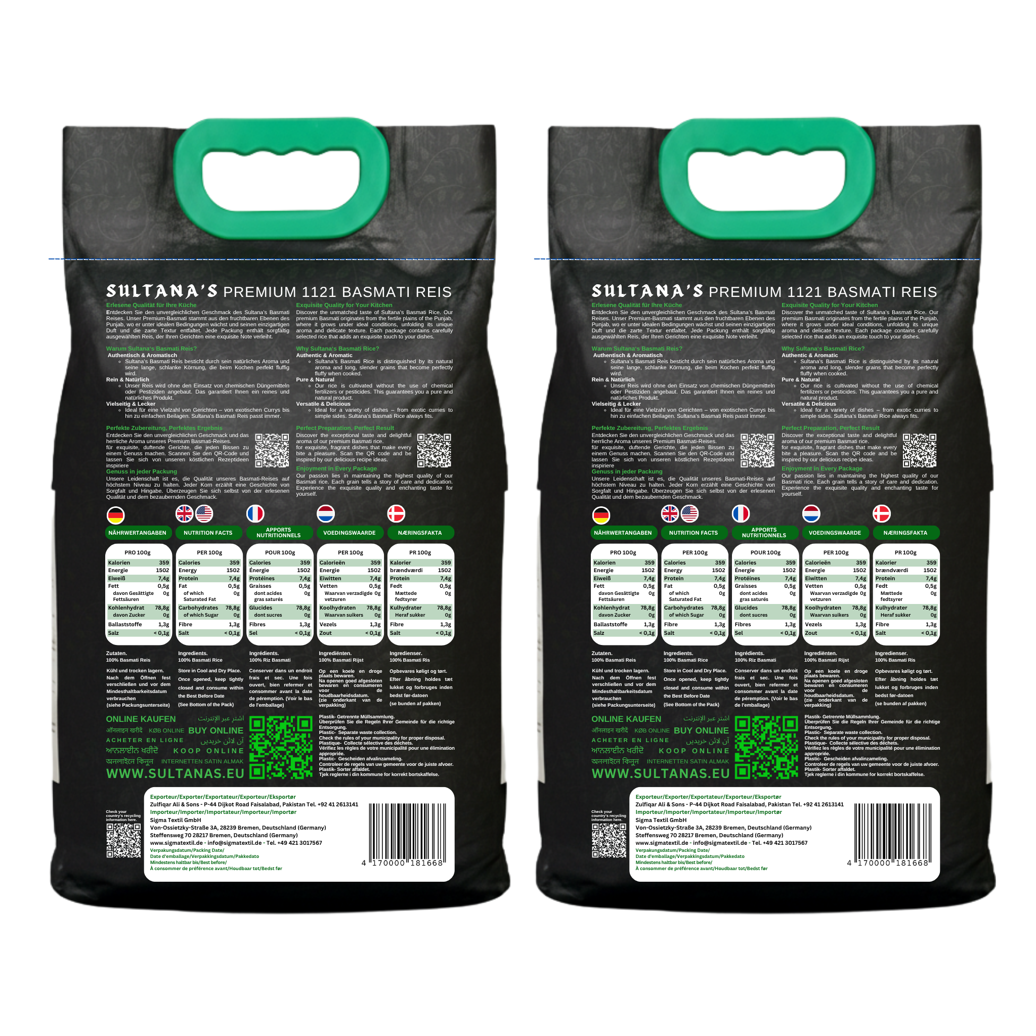 Basmati Reis 20kg - Sultana's Premium