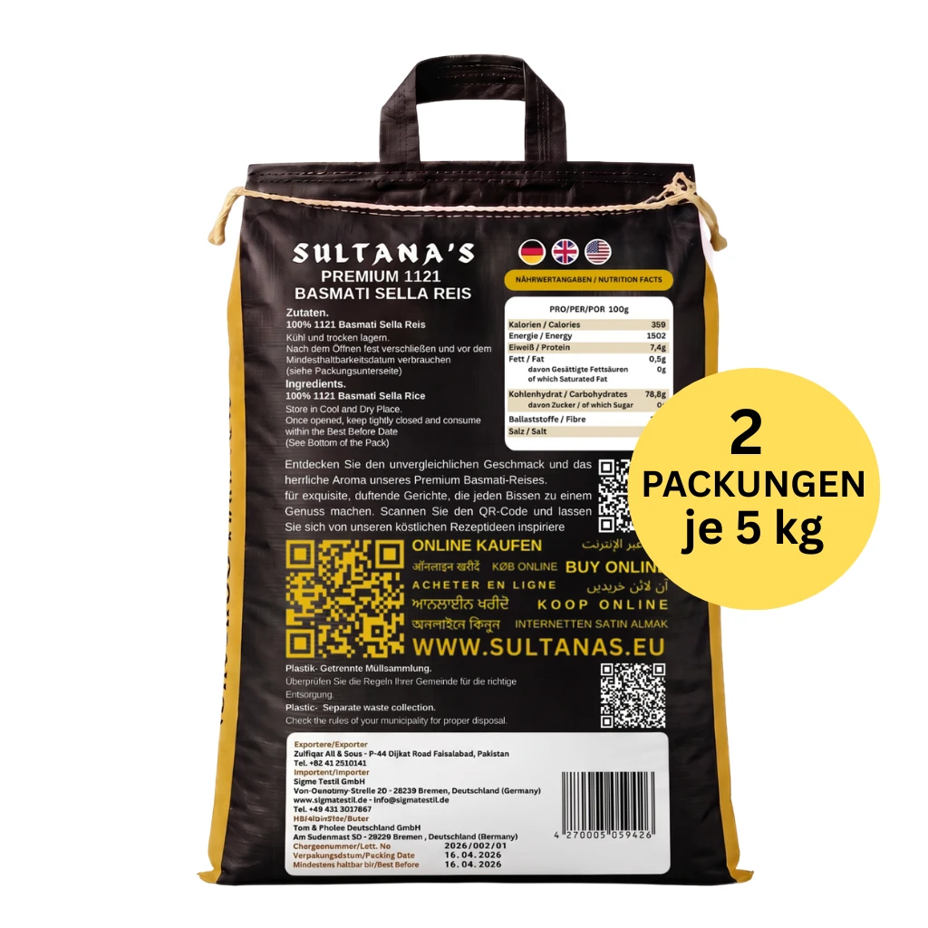 Basmati Sella Reis 10kg - 1121 Extra Langkorn